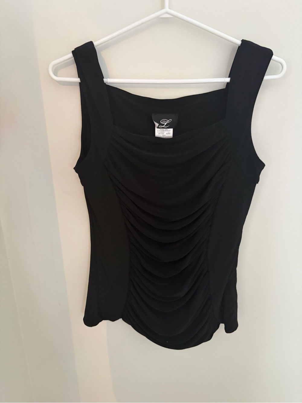 Libra' Black Ruched Front Tank Top by
